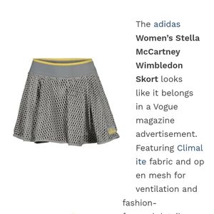 Stella McCartney adidas barricade gray mesh tennis skirt skort S